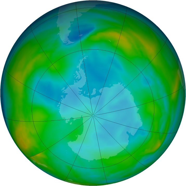Antarctic ozone map for 26 June 2007